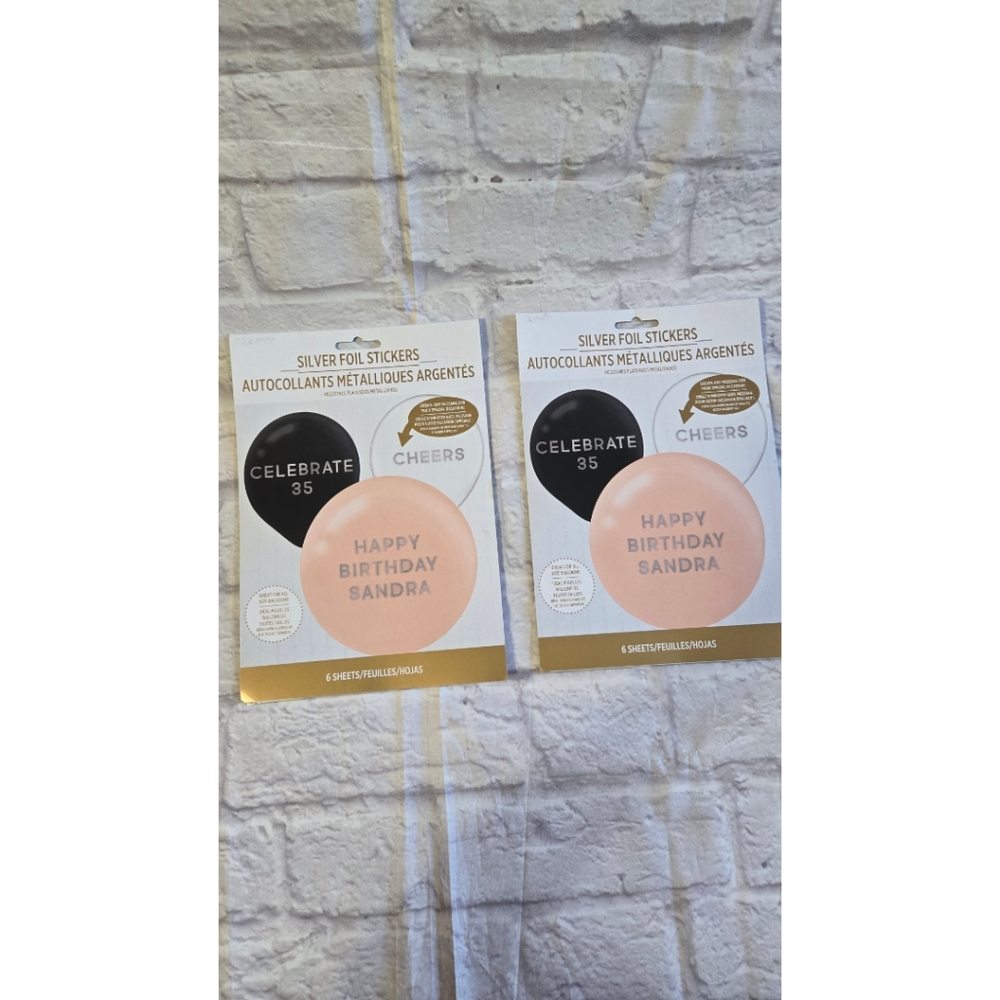 Silver Foil Stickers For Balloons  2 Packs